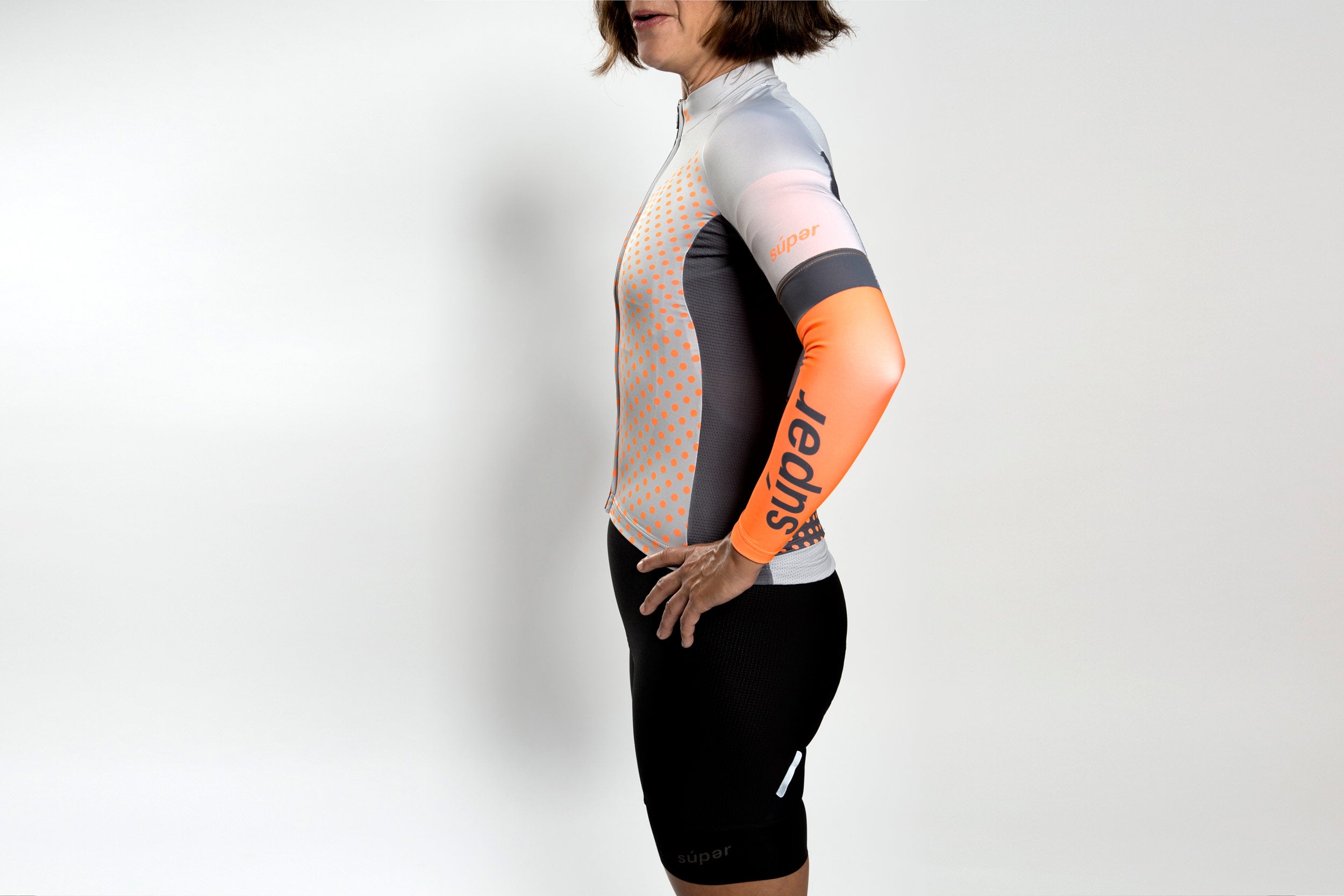 Unisex dot-dot-dot Grey + FLUOrange arm warmers