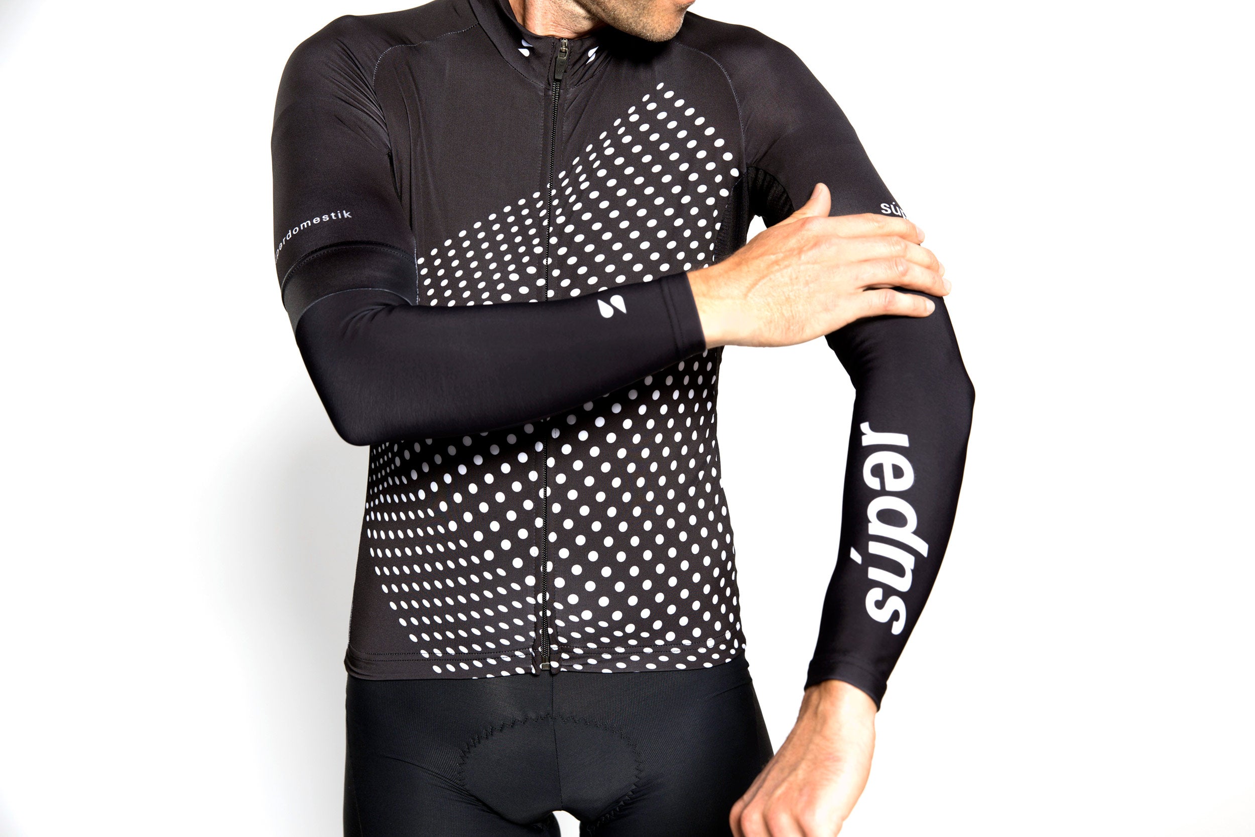 Unisex dot-dot-dot Black + White arm warmers