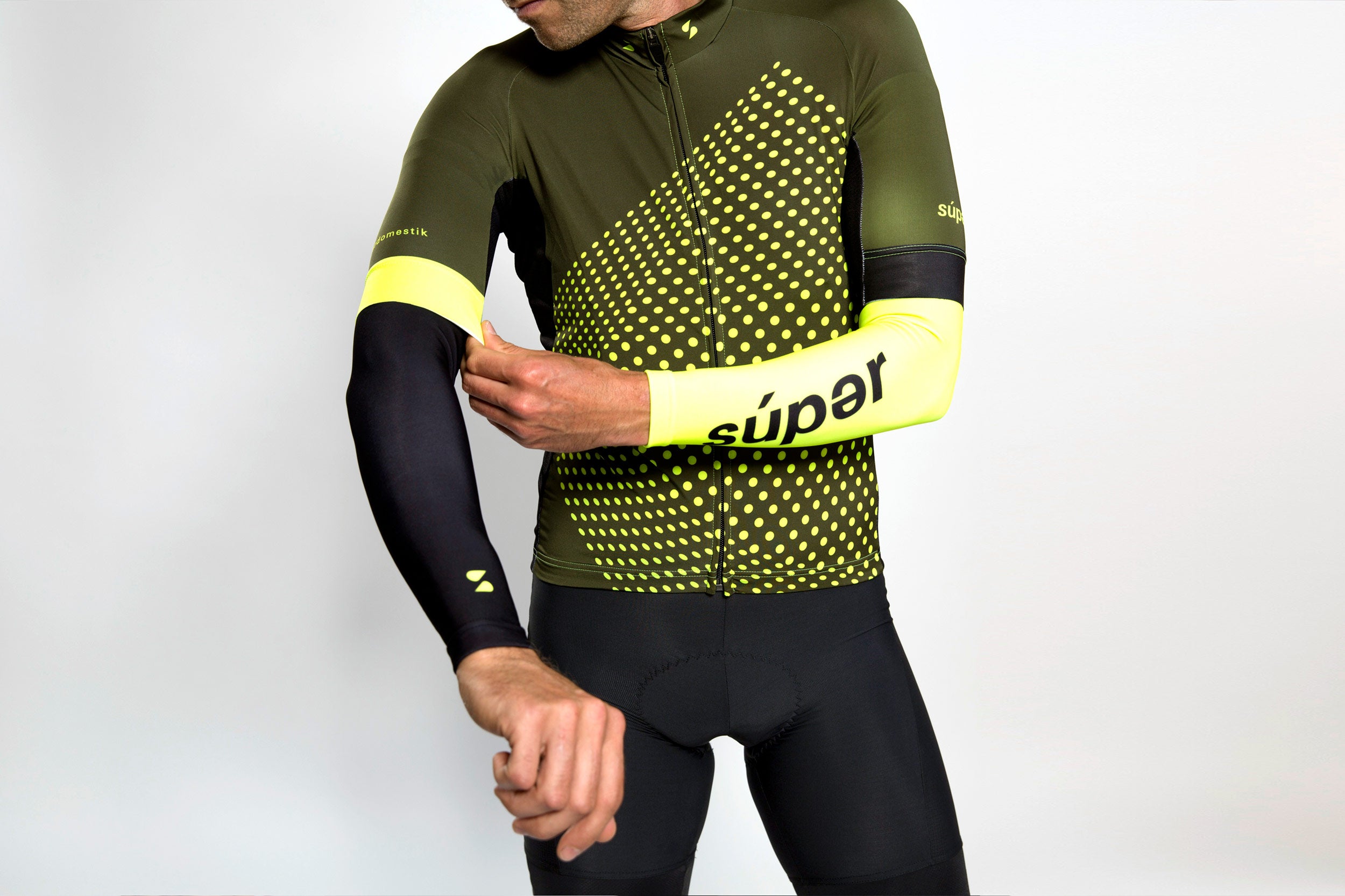 Unisex dot-dot-dot Green + Acid arm warmers