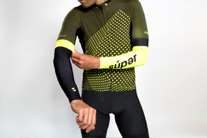 Unisex dot-dot-dot Green + Acid arm warmers