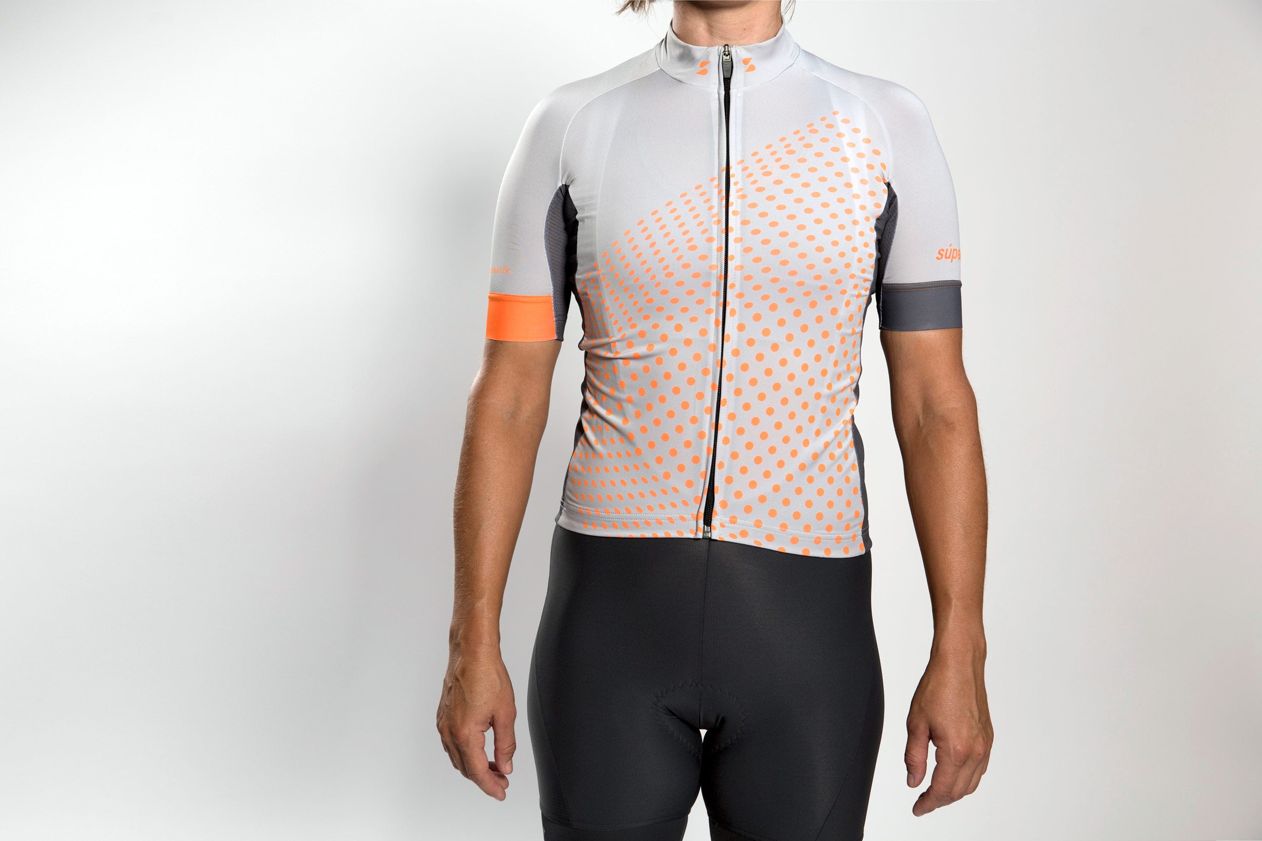 Women's dot-dot-dot Grey + FLUOrange jersey